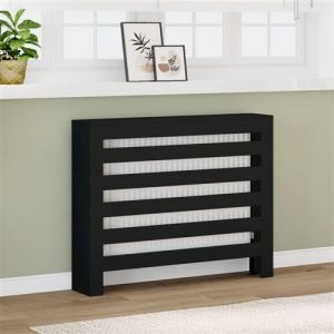 VidaXL Cache-radiateur noir 104x20x82 cm bois d'ingénierie, bouchon de radiateur, cache-radiateur haut, radiateur à profil réduit