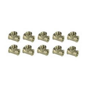 Diam Té fileté en laiton femelle 1/2" x 10 pièces