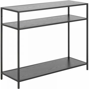 Toilinux - Console Sireine 3 étages en mdf et Métal - Noir - Longueur 100 Profondeur 35 Hauteur 79cm - Noir