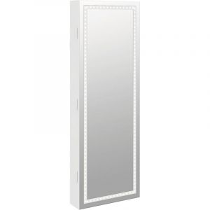 VidaXL Armoire à bijoux avec miroir et éclairage led mural blanc Blanc