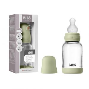 BIBS Baby Glass Bottle Silicone biberon anti-colique avec bec en silicone Sage 120 ml