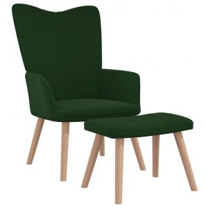 VidaXL Chaise de relaxation avec repose-pied Vert foncé Velours