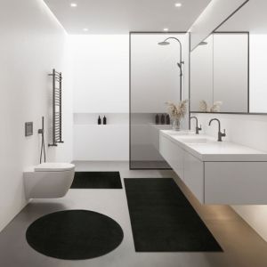 Tapis De Bain Moderne Salle De Bain Tapis Shaggy Moelleux Doux Uni Noir 80 cm rond - Paco Home