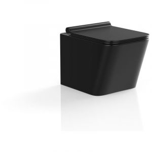 WC suspendu noir mat en céramique sans bride - CLEMONA