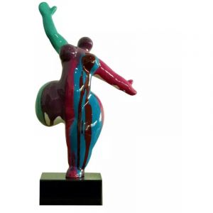 Statue femme jambe levée coulures violet / bleu H33 cm - LADY DRIPS 05