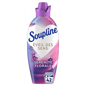 Soupline Adoucissant Eveil des Sens, Sérénité Florale, Protège les fibres textiles, 42 Lavages, Bleu, Flacon de 1080 ml