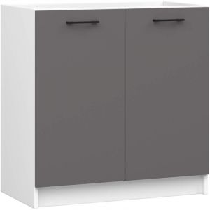Armoires de cuisine basse Akord S80 pour évier oliwia Blanc 80 cm 2 portes couleur Gris Graphite 1 étagère 80x46x82 cm