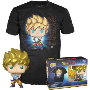 Funko Figurine Pop&tee - Dragon Ball Z - Sangoku Super Saiyan Et Kamehameha - Taille M