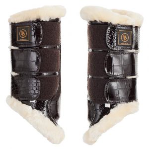 Image de Gu&ecirc;tres ferm&eacute;es pour cheval en cuir verni BR Equitation Majestic