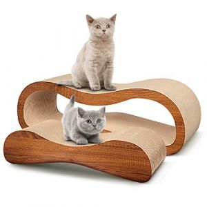 FluffyDream Griffoir pour Chat Arbre à Chat 2 en 1 en Carton avec Herbe à Chat, Tapis Durable pour éviter Les dommages sur Les Meubles - Taille L