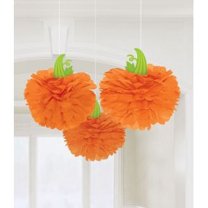3 suspensions Citrouilles en papier Halloween (40.6 cm)
