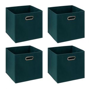 Lot de 4 Boîtes de rangement Bleu pétrole 31 x 31 cm
