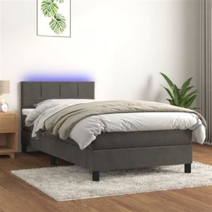 VidaXL Boxspring met matras en LED fluweel donkergrijs 100x200 cm3134388