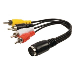 Valueline VLAP20475B02 - Câble adaptateur audio DIN à connecteurs 4x RCA mâles vers DIN 5 broches femelle 0,20 m noir