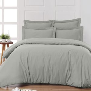 Sensei Housse de couette en percale coton Gris Perle 200x200 cm