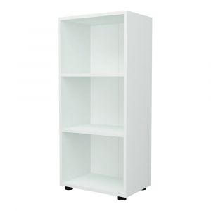 Bibliothèque design pour salon étagère style original à 3 niveaux 108 x 49 x 30 cm blanc 03_0006515