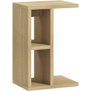 Homcom Table d'appoint design bout de canapé 3 niveaux 2 niches dim. 40 x 29,8 x 60 cm effet bois chêne clair