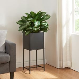 [en.casa] - Support de plantes Porsgrunn avec bac à fleurs intégré métal 70 x 30 x 30 cm noir