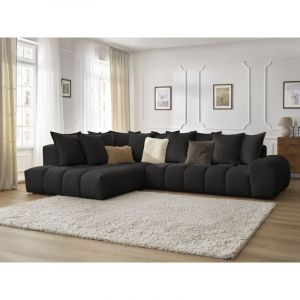 Image de Bobochic Canap&eacute; d'angle fixe Canap&eacute; d'angle fixe everest tissu textur&eacute; Angle gauche Noir - Noir