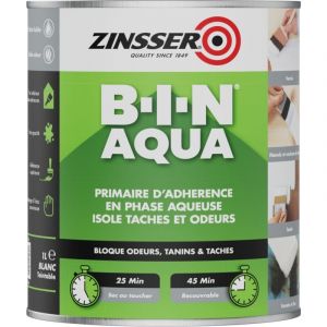 Rust-oleum Zinsser Bin Aqua - Primaire d'Accrochage en Phase Aqueuse Opacifiant et Isolant Conditionnement: 1L