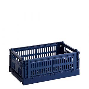 Image de Hay Bo&icirc;te de transport Colour Crate S en polypropyl&egrave;ne recycl&eacute; de couleur bleu fonc&eacute;