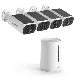 ANRAN 4MP Kit Caméra de Surveillance Sans Fil,Vidéosurveillance +4 caméras batteries solaires+1 station 4CH avec 64GB carte sd