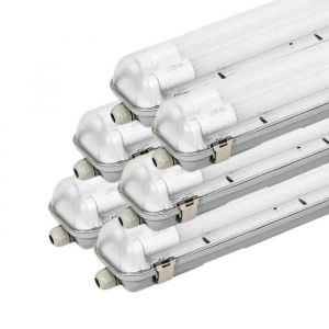 Silamp Réglette étanche 120 cm double pour Tube led T8 IP65 1 côté (Boitier vide) (Pack de 6)