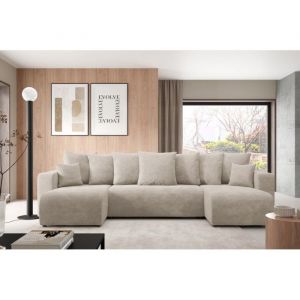 Meublesline Canapé d’angle panoramique convertible LAVIA U beige