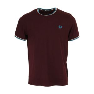 Fred Perry Twin Tipped Oxblood/Ecru/Court Blue - T-Shirt - bordeaux - XXL - 100% Coton,Jersey