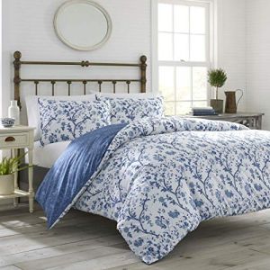 Laura Ashley Home Elise Parure de lit Double et Queen Size Bleu Moyen