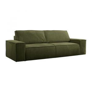 Canapé convertible velours 4 places kaki