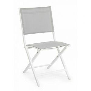 Bizzotto - Chaise d'extérieur en aluminium Blanc Gris elin 47x57x h88 cm