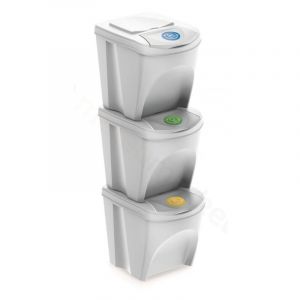 WELL HOME MOBILIARIO & DECORACIÓN Lot de 3 bacs de recyclage de 3 x 25 litres de couleur blanche