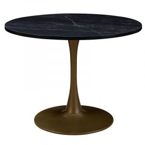 Image de MenzzoPremi Table ronde Necy Bronze et Effet Marbre Noir