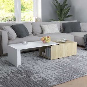 Image de VidaXL Table basse Blanc et chêne sonoma 150x50x35 cm Aggloméré