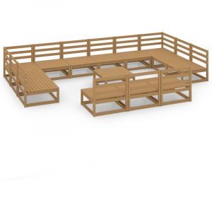 VidaXL Salon de jardin 14 pcs Bois de pin massif