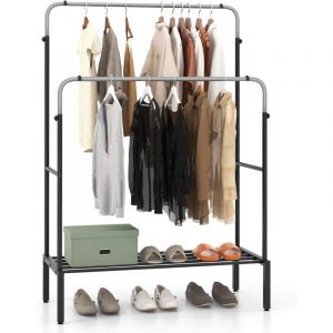 Portant &agrave; v&ecirc;tements en m&eacute;tal r&eacute;glable noir 108x50cm