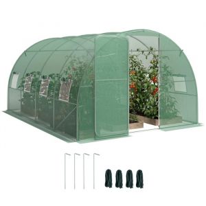 Image de Outsunny Serre tunnel de jardin - 12m&sup2;, 295x400x200cm - porte et 8 fen&ecirc;tres - b&acirc;che PE haute densit&eacute; 140 g/m&sup2; - pour ext&eacute;rieur - vert