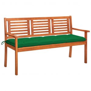 Image de VidaXL Banc de jardin 3 places avec coussin 150 cm Bois d'eucalyptus 2950-Z - Triomphe
