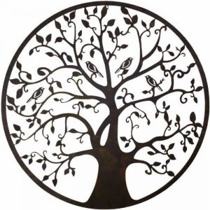 L'héritier du temps Grande Applique Murale Fronton Style Arbre de Vie Décoratif à Fixer en Fer Patiné Marron-Noir 1,5x95x95cm Root > Nos Produits >