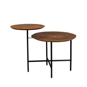 Image de Dutchbone MATHISON - Table basse en bois et m&eacute;tal - Bois fonc&eacute; / noir