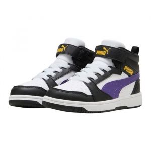 Puma Garçon Unisex Kinder Rebound V6 Mid AC+ PS Basket, White-Team Violet Black, 28 EU