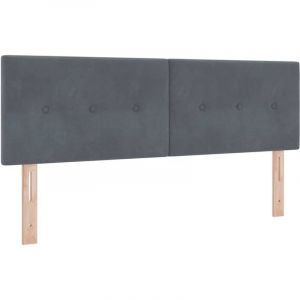 VidaXL Tête de lit Bouton Capitonné Gris Foncé 140 cm Velours