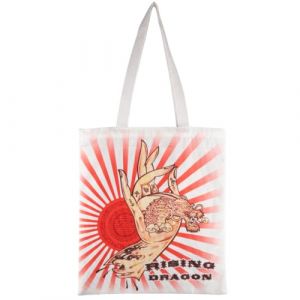 Konix Alchemy Sac Tote Bag &agrave; longues poign&eacute;es - 38 x 42 cm - 100% polyester - Motif dragon - Blanc