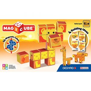 Geomag MagiCube 135 Safari Park- Constructions Magnétiques et Jeux Educatifs, 14 Cubes Magnétiques