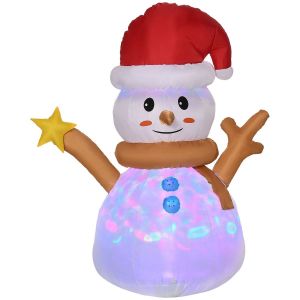 Outsunny Bonhomme de neige gonflable LED H. 120 cm polyester imperméable blanc