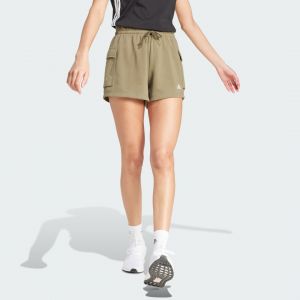 Adidas Femme Essentials Small Logo French Terry Cargo Shorts, Olive Strata/White, XL