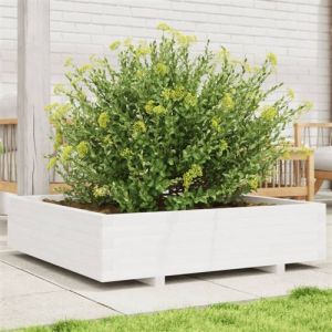 VidaXL Jardini&egrave;re blanc 100x100x26,5 cm bois de pin massif847319