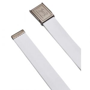 Under Armour Ceinture Sangle Stretch Hommes, ceinture homme &agrave; boucle automatique, ceinture r&eacute;glable et r&eacute;versible pour homme, White/Halo Gray/Silver, OSFM, White/Halo Gray/Silver, OSFM
