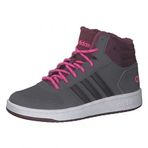 Adidas Hoops Mid 2.0, Basketball Shoe, Grey/Core Black/Screaming Pink, 36 2/3 EU